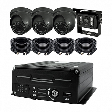 Система видеонаблюдения для транспорта Ps-Link KIT-TR04H / 4 камеры / HDD — детальное фото