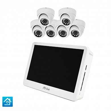 Комплект видеонаблюдения IP Ps-Link KIT-A506IP-POE-LCD / 5Мп / 6 камер / монитор — детальное фото