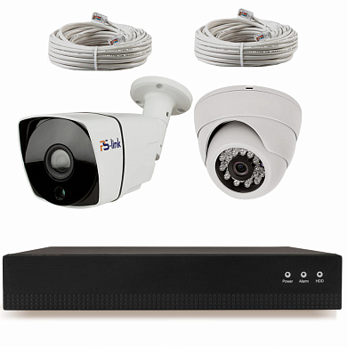 Комплект видеонаблюдения IP Ps-Link KIT-B202IP-POE / 2Мп / 2 камеры / питание POE — детальное фото