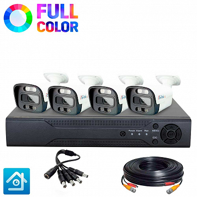 Комплект видеонаблюдения AHD 8Мп Ps-Link KIT-C804HDC / 4 камеры / Fullcolor — детальное фото
