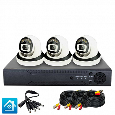 Комплект видеонаблюдения AHD 8Мп Ps-Link KIT-A803HDC / 3 камеры / Fullcolor — детальное фото