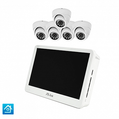 Комплект видеонаблюдения IP Ps-Link KIT-A205IP-POE-LCD / 2Мп / 5 камер / монитор — детальное фото