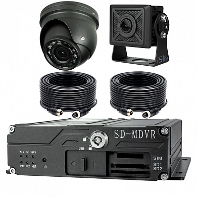 Система видеонаблюдения для транспорта Ps-Link KIT-TR03G / 2 камеры / SD / 4G — детальное фото
