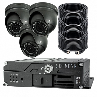 Система видеонаблюдения для транспорта Ps-Link KIT-TR02G / 3 камеры / SD / 4G — детальное фото
