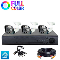 Комплект видеонаблюдения AHD 8Мп Ps-Link KIT-C803HDC / 3 камеры / Fullcolor — фото товара