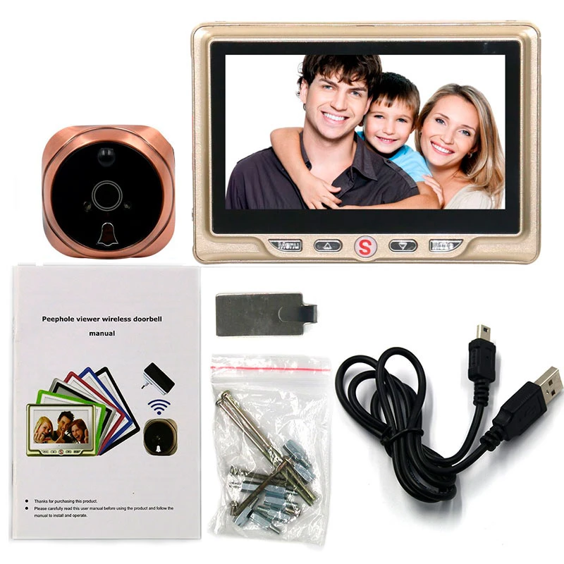 Видеоглазок в дверь с записью на SD карту, звонком и датчиком движения PST 4,3DM Gold