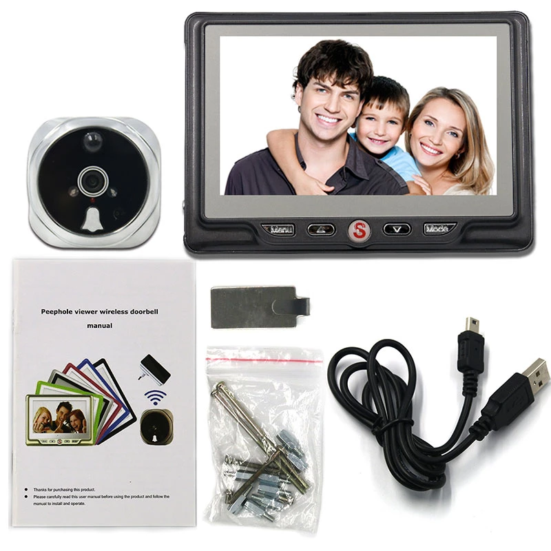 Видеоглазок в дверь с записью на SD карту, звонком и датчиком движения PST 4,3DM Grey