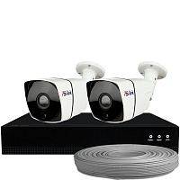 Комплект видеонаблюдения IP Ps-Link KIT-C802IP-POE / 8Мп / 2 камеры / питание POE — фото товара