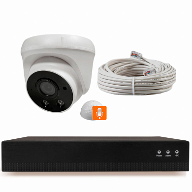 Комплект видеонаблюдения IP Ps-Link KIT-A201IPMX-POE / 2Мп / 1 камера / запись звука / внешний микрофон — детальное фото