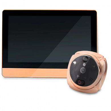 Беспроводной WiFi видеоглазок с датчиком движения, звонком и аккумулятором Rollup iHome4 Gold — детальное фото