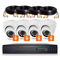 Комплект видеонаблюдения AHD 8Мп Ps-Link KIT-A804HDM / 4 камеры / отдельный микрофон — фото товара