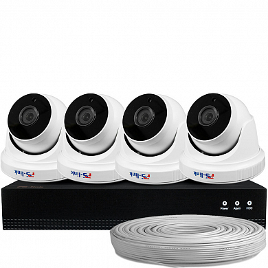 Комплект видеонаблюдения IP Ps-Link KIT-A804IP-POE / 8Мп / 4 камеры / питание POE — детальное фото