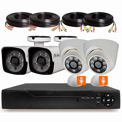 Комплект видеонаблюдения AHD 5Мп Ps-Link KIT-B504HDMX / 4 камеры / отдельный микрофон — детальное фото