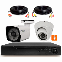 Комплект видеонаблюдения AHD 2Мп Ps-Link KIT-B202HDM / 2 камеры / встроенный микрофон — фото товара