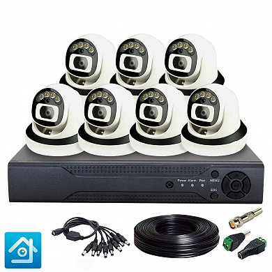 Комплект видеонаблюдения AHD 8Мп Ps-Link KIT-A807HDC / 7 камер / FullColor — детальное фото