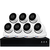 Комплект видеонаблюдения IP Ps-Link KIT-A807IP-POE / 8Мп / 7 камер / питание POE — фото товара