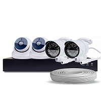 Комплект видеонаблюдения IP Ps-Link KIT-B204IP-POE / 2Мп / 4 камеры / питание POE — фото товара