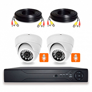 Комплект видеонаблюдения AHD 5Мп Ps-Link KIT-A502HDM / 2 камеры / встроенный микрофон — детальное фото