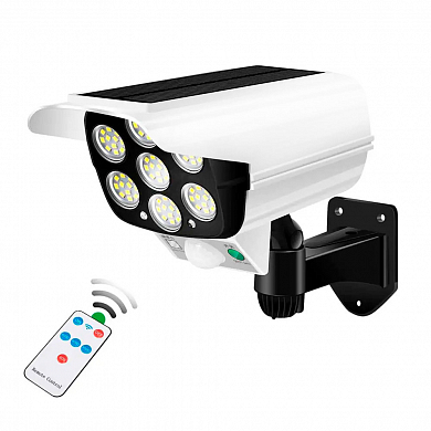 Муляж уличной видеокамеры YG-1575 с прожектором, датчиком движения, солнечной панелью, мигающим led огнем — детальное фото