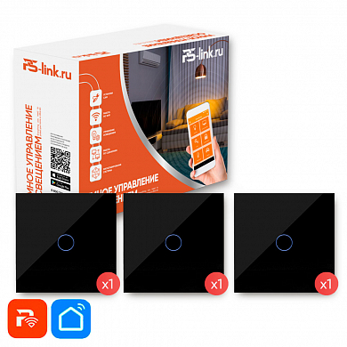 Комплект умного освещения Ps-Link PS-2418 / 3 выключателя / WiFi / Черные — детальное фото