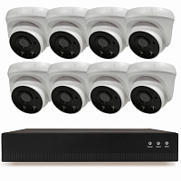 Комплект видеонаблюдения IP Ps-Link KIT-A508IPM-POE / 5Мп / 8 камер / запись звука — фото товара