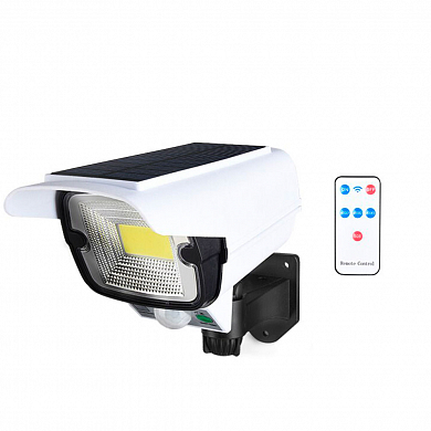 Муляж уличной видеокамеры YG-1588 с прожектором, датчиком движения, солнечной панелью, пультом ДУ — детальное фото