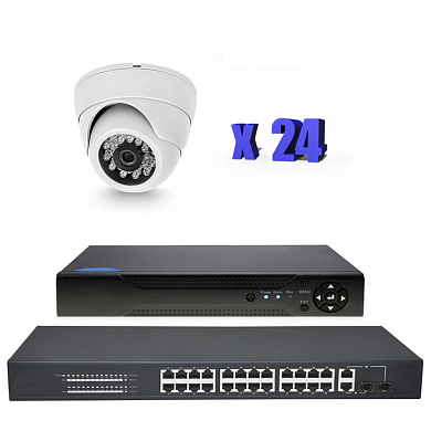 Готовый комплект IP видеонаблюдения на 24 купольных камеры 2Мп PST IPK24AH-POE — детальное фото