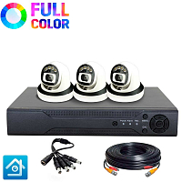 Комплект видеонаблюдения AHD 2Мп Ps-Link KIT-A203HDC / 3 камеры / FullColor — фото товара
