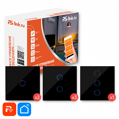 Комплект умного освещения Ps-Link PS-2412 / 6 выключателей / WiFi / Черные — детальное фото