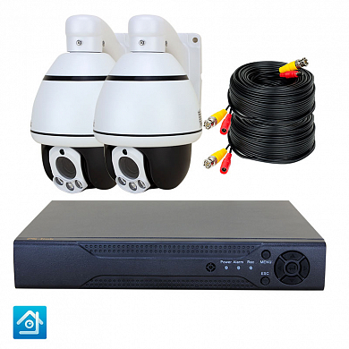 Комплект видеонаблюдения AHD 2Мп Ps-Link KIT-RTF202HD 2 поворотные камеры IP54 5x зум — детальное фото