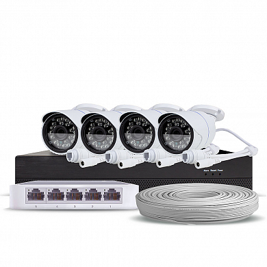 Готовый комплект IP видеонаблюдения c 4-мя уличными 5Mp камерами PST IPK04CF — детальное фото