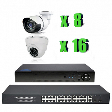 Готовый комплект IP видеонаблюдения на 24 камеры 2Мп PST IPK168BH-POE — детальное фото