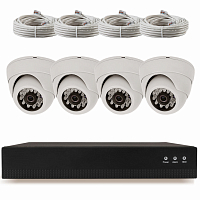 Комплект видеонаблюдения IP Ps-Link KIT-A504IP-POE / 5Мп / 4 камеры / питание POE — фото товара