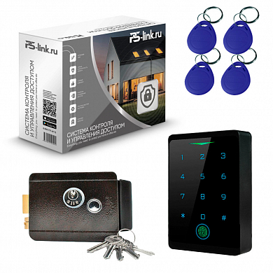 Комплект СКУД WIFI на одну дверь Ps-Link KIT-CH1-FP-B/ сканер отпечатков / эл. механический замок / RFID — детальное фото