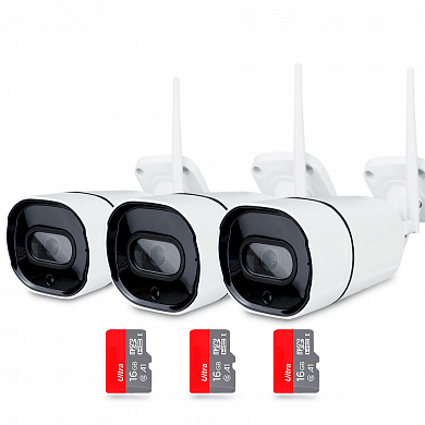 Комплект видеонаблюдения WIFI 3Мп Ps-Link WXD303 3 камеры для улицы — детальное фото