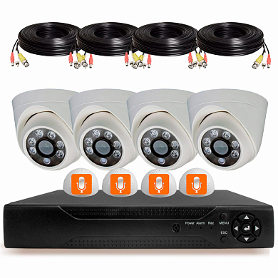 Комплект видеонаблюдения AHD 5Мп Ps-Link KIT-A504HDMX / 4 камеры / отдельный микрофон — детальное фото