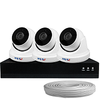 Комплект видеонаблюдения IP Ps-Link KIT-A803IP-POE / 8Мп / 3 камеры / питание POE — фото товара