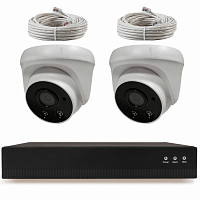 Комплект видеонаблюдения IP Ps-Link KIT-A202IPM-POE / 2Мп / 2 камеры / запись звука — фото товара