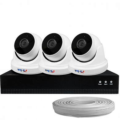 Комплект видеонаблюдения IP Ps-Link KIT-A803IP-POE / 8Мп / 3 камеры / питание POE — детальное фото