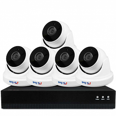 Комплект видеонаблюдения IP Ps-Link KIT-A805IP-POE / 8Мп / 5 камер / питание POE — детальное фото