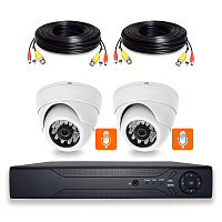 Комплект видеонаблюдения AHD 5Мп Ps-Link KIT-A502HDM / 2 камеры / встроенный микрофон — фото товара