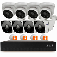 Комплект видеонаблюдения IP Ps-Link KIT-B208IPMX-POE / 2Мп / 8 камер / запись звука — фото товара