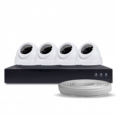 Комплект видеонаблюдения IP 3Мп Ps-Link KIT-A304IP-POE 4 камеры для помещения — детальное фото