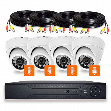 Комплект видеонаблюдения AHD 2Мп Ps-Link KIT-A204HDM / 4 камеры / встроенный микрофон — детальное фото