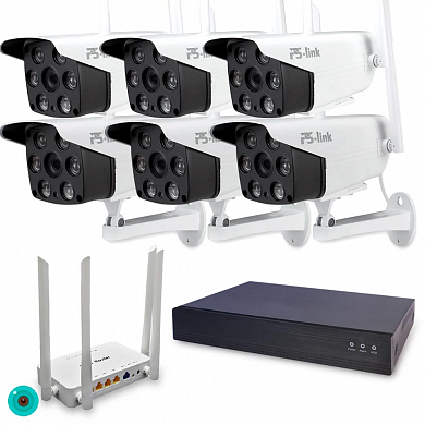 Комплект видеонаблюдения WIFI Ps-Link KIT-XMS506RD-WIFI / 5Мп / 6 камер — детальное фото