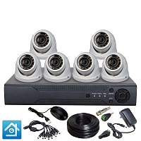 Комплект видеонаблюдения AHD 2Мп Ps-Link KIT-A206HDV / 6 камер / антивандальный — фото товара