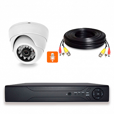 Комплект видеонаблюдения AHD 2Мп Ps-Link KIT-A201HDM / 1 камера  / встроенный микрофон — детальное фото