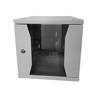 Шкаф настенный 10" 6U серия COMPACT 315х368х310 передняя дверь стекло/серый — фото товара