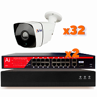 Комплект видеонаблюдения IP Ps-Link KIT-C232IP-POE / 2Мп / 32 камеры / питание POE — фото товара