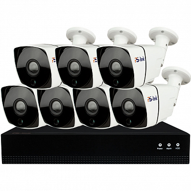 Комплект видеонаблюдения IP Ps-Link KIT-C807IP-POE / 8Мп / 7 камер / питание POE — детальное фото